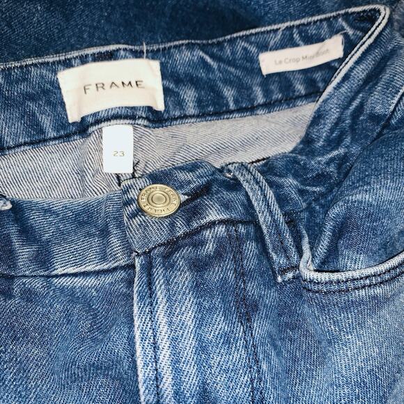 Frame Jeans Womens 23 Blue Le Crop Mini Boot Denim Stretch Mid Rise Raw Hem - Picture 6 of 8